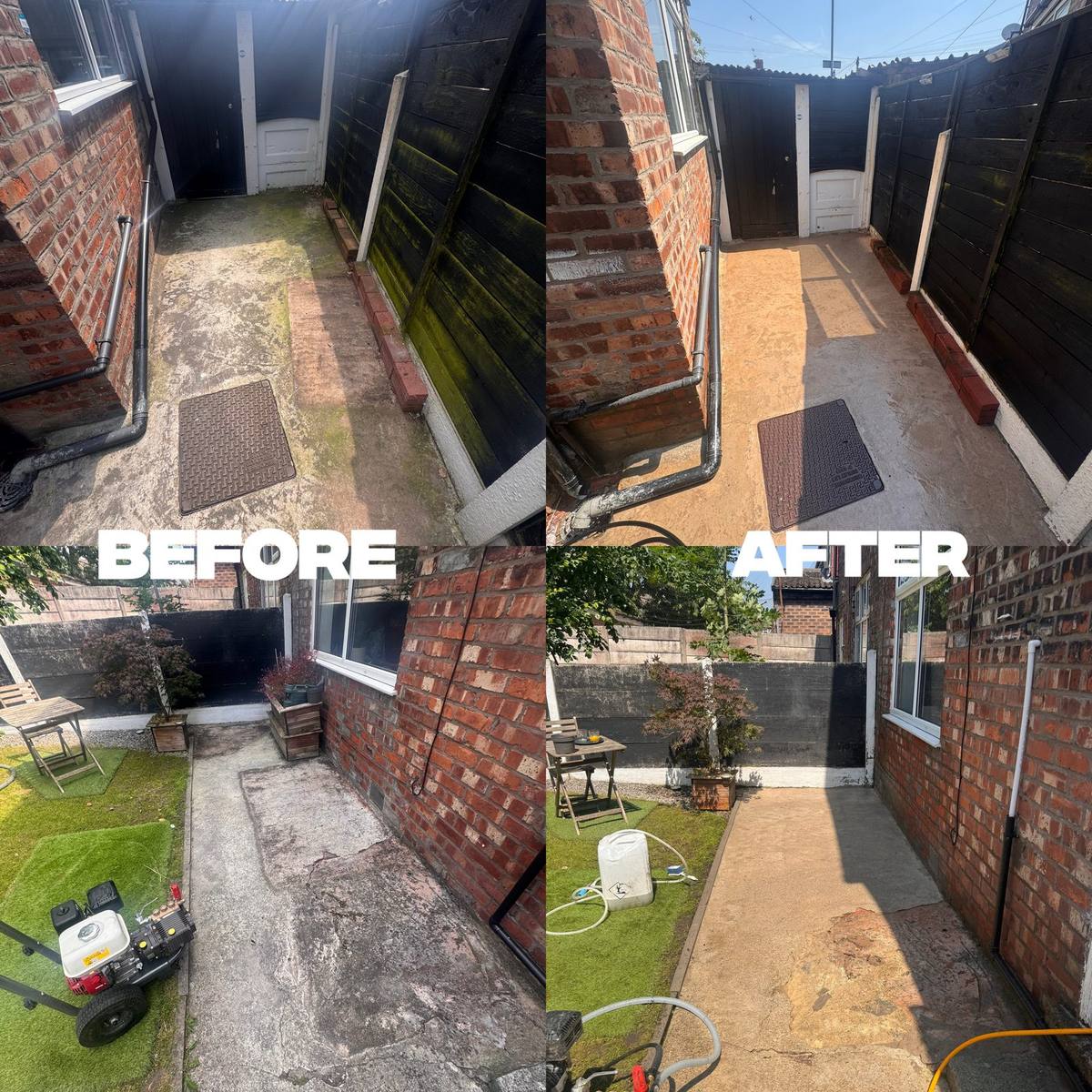 Side Path & Alley before and after professional cleaning in Greater Manchester